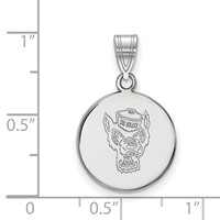 Sterling Silver Rhodium-plated LogoArt North Carolina State University Wolf Medium Disc Pendant view 2