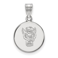 Sterling Silver Rhodium-plated LogoArt North Carolina State University Wolf Medium Disc Pendant view 1