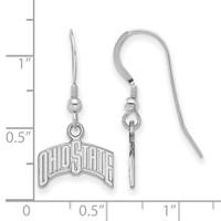 Sterling Silver Rhodium-plated LogoArt the Ohio State University Small Dangle Wire Earrings view 2