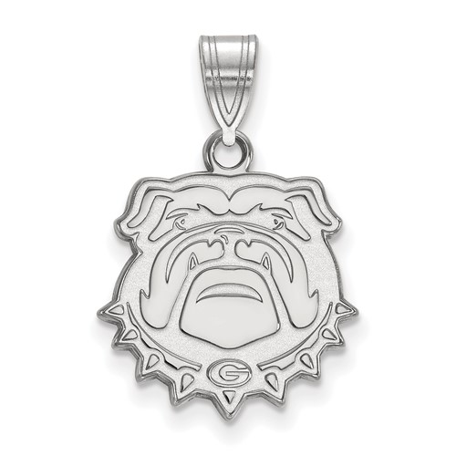 Sterling Silver Rhodium-plated LogoArt University of Georgia Bulldog Medium Pendant