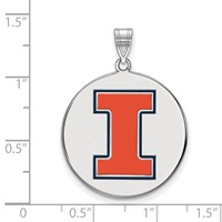 Sterling Silver Rhodium-plated LogoArt University of Illinois Letter I Extra Large Enameled Pendant view 2