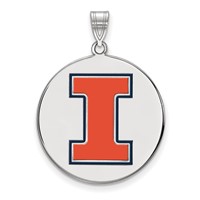 Sterling Silver Rhodium-plated LogoArt University of Illinois Letter I Extra Large Enameled Pendant view 1