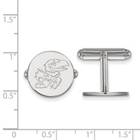 Sterling Silver Rhodium-plated LogoArt University of Kansas Jayhawk Cuff Links view 2