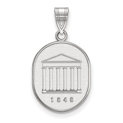 Sterling Silver Rhodium-plated LogoArt University of Mississippi 1848 Large Crest Pendant