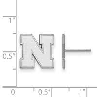 Sterling Silver Rhodium-plated LogoArt University of Nebraska Letter N Small Post Earrings view 2