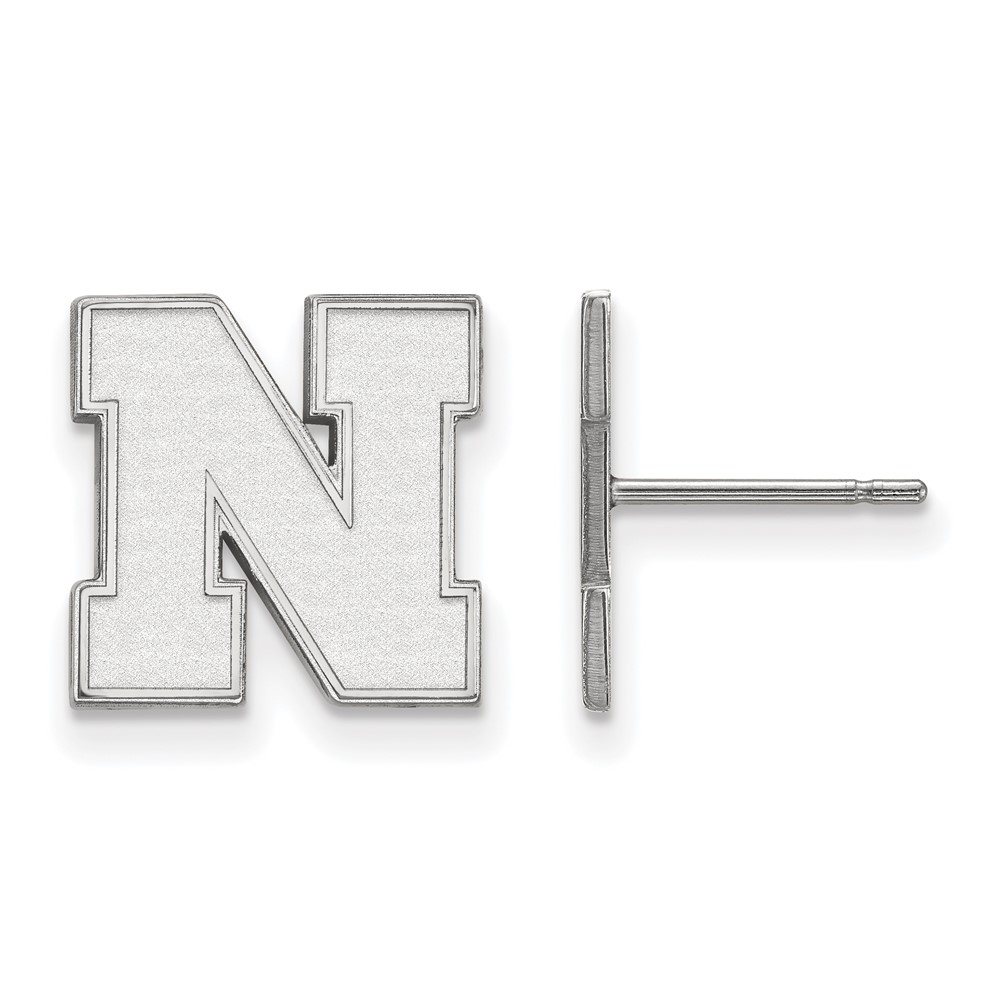 Sterling Silver Rhodium-plated LogoArt University of Nebraska Letter N Small Post Earrings