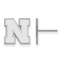 Sterling Silver Rhodium-plated LogoArt University of Nebraska Letter N Small Post Earrings view 1