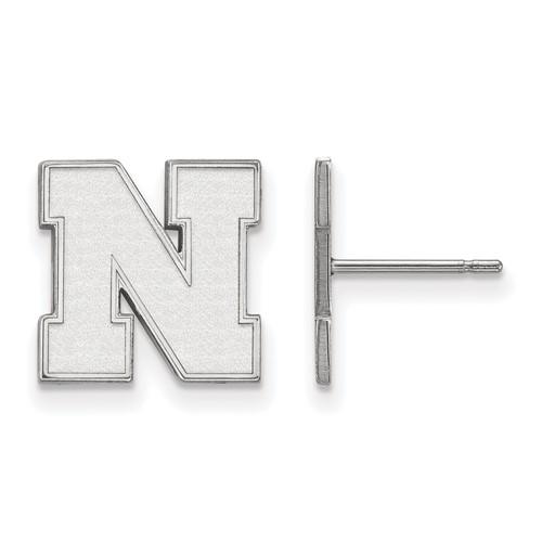 Sterling Silver Rhodium-plated LogoArt University of Nebraska Letter N Small Post Earrings