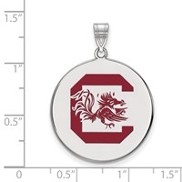 Sterling Silver Rhodium-plated LogoArt University of South Carolina Extra Large Enameled Disc Pendant view 2