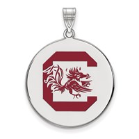 Sterling Silver Rhodium-plated LogoArt University of South Carolina Extra Large Enameled Disc Pendant view 1