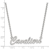 Sterling Silver Rhodium-plated LogoArt University of Virginia Cavaliers Script Medium Pendant Necklace, 18" view 2