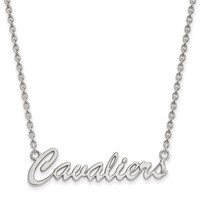 Sterling Silver Rhodium-plated LogoArt University of Virginia Cavaliers Script Medium Pendant Necklace, 18" view 1