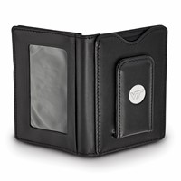 Sterling Silver Rh-plated LogoArt Virginia Tech Black Leather Wallet view 2