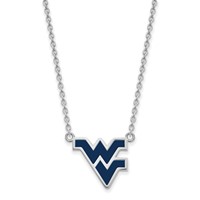 Sterling Silver Rhodium-plated LogoArt West Virginia University W-v Large Enameled Pendant Necklace, 18" view 2