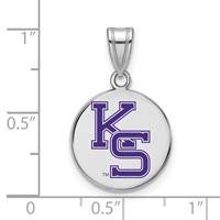 Sterling Silver Rhodium-plated LogoArt Kansas State University K-s Medium Enameled Disc Pendant view 2