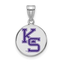 Sterling Silver Rhodium-plated LogoArt Kansas State University K-s Medium Enameled Disc Pendant view 1