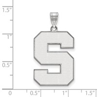 Sterling Silver Rhodium-plated LogoArt Michigan State University Letter S Extra Large Enameled Pendant view 2