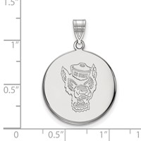Sterling Silver Rhodium-plated LogoArt North Carolina State University Wolf Large Disc Pendant view 2