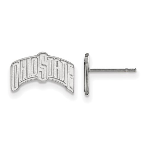 Sterling Silver Rhodium-plated LogoArt the Ohio State University Small Post Earrings