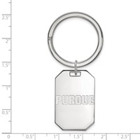 Sterling Silver Rhodium-plated LogoArt Purdue University Block Type Key Ring view 2