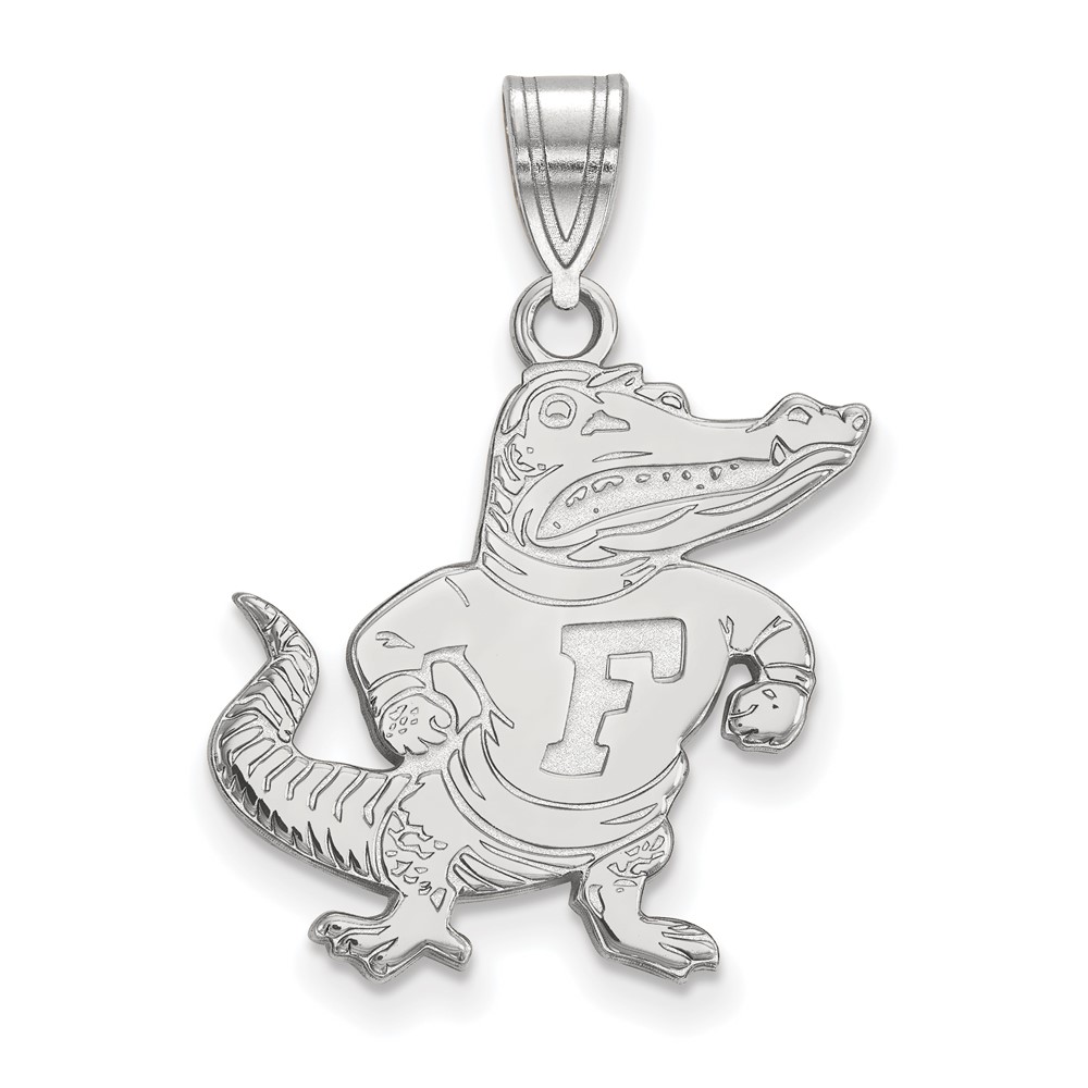 Sterling Silver Rhodium-plated LogoArt University of Florida Gator Large Pendant