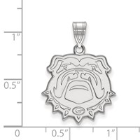 Sterling Silver Rhodium-plated LogoArt University of Georgia Bulldog Large Pendant view 2