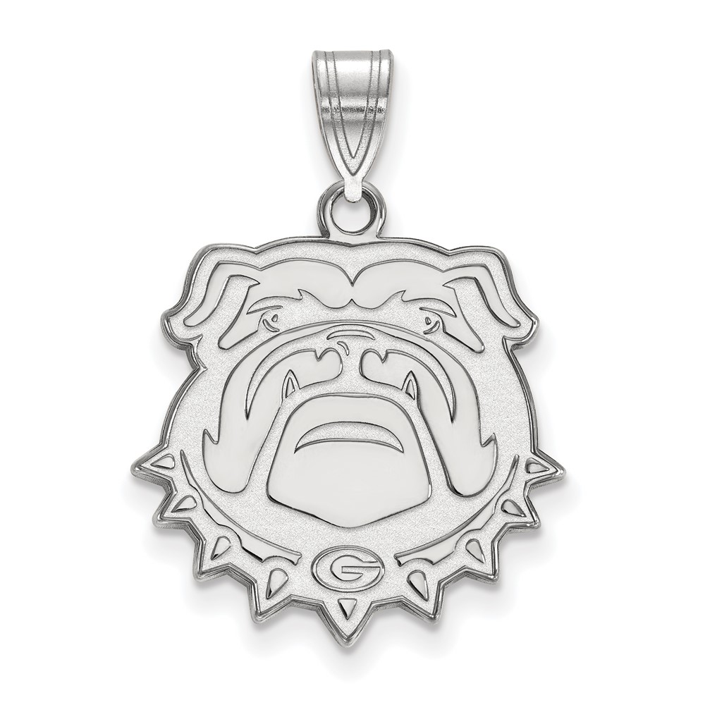 Sterling Silver Rhodium-plated LogoArt University of Georgia Bulldog Large Pendant
