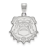 Sterling Silver Rhodium-plated LogoArt University of Georgia Bulldog Large Pendant view 1