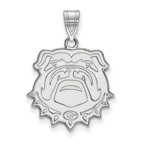 Sterling Silver Rhodium-plated LogoArt University of Georgia Bulldog Large Pendant