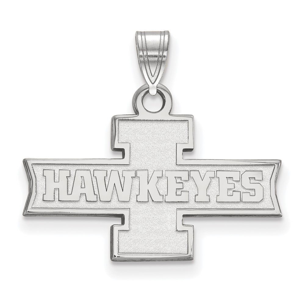 Sterling Silver Rhodium-plated LogoArt University of Iowa Hawkeyes Small Pendant