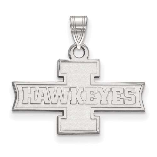 Sterling Silver Rhodium-plated LogoArt University of Iowa Hawkeyes Small Pendant