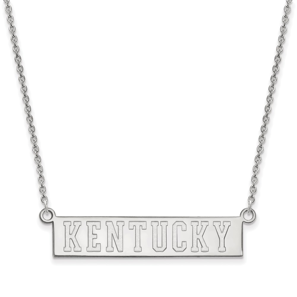 Sterling Silver Rhodium-plated LogoArt University of Kentucky Small Bar Pendant Necklace, 18"