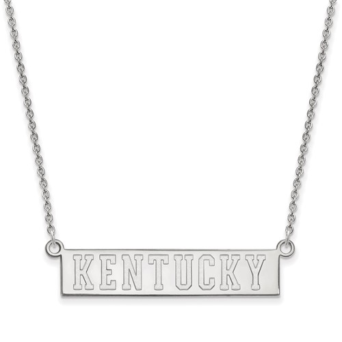Sterling Silver Rhodium-plated LogoArt University of Kentucky Small Bar Pendant Necklace, 18"