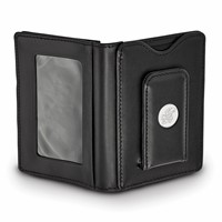 Sterling S. Rh-plated LogoArt University of Kansas Black Leather Wallet view 2