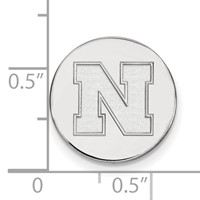Sterling Silver Rhodium-plated LogoArt University of Nebraska Letter N Disc Lapel Pin view 3