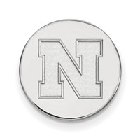 Sterling Silver Rhodium-plated LogoArt University of Nebraska Letter N Disc Lapel Pin view 1
