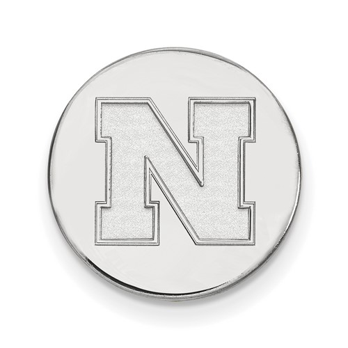 Sterling Silver Rhodium-plated LogoArt University of Nebraska Letter N Disc Lapel Pin