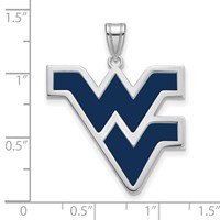 Sterling Silver Rhodium-plated LogoArt West Virginia University W-v Extra Large Enameled Pendant view 2