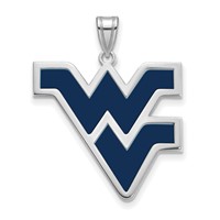 Sterling Silver Rhodium-plated LogoArt West Virginia University W-v Extra Large Enameled Pendant view 1