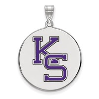 Sterling Silver Rhodium-plated LogoArt Kansas State University K-s Extra Large Enameled Disc Pendant view 1
