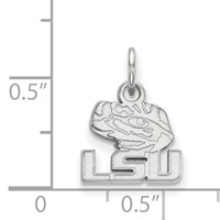 Sterling Silver Rhodium-plated LogoArt Louisiana State University L-s-u Tiger Eye Extra Small Pendant view 2