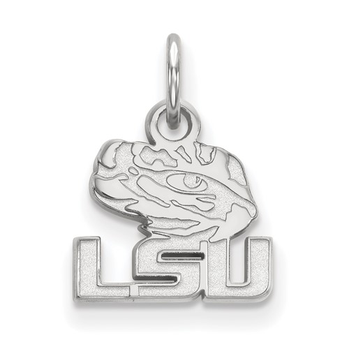 Sterling Silver Rhodium-plated LogoArt Louisiana State University L-s-u Tiger Eye Extra Small Pendant