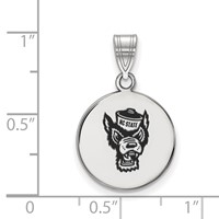 Sterling Silver Rhodium-plated LogoArt North Carolina State University Wolf Medium Enameled Disc Pendant view 2