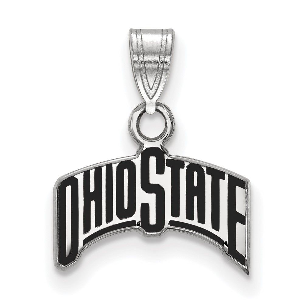 Sterling Silver Rhodium-plated LogoArt the Ohio State University Small Enameled Pendant