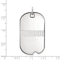 Sterling Silver Rhodium-plated LogoArt Purdue University Block Type Large Dog Tag Pendant view 2