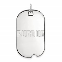 Sterling Silver Rhodium-plated LogoArt Purdue University Block Type Large Dog Tag Pendant view 1