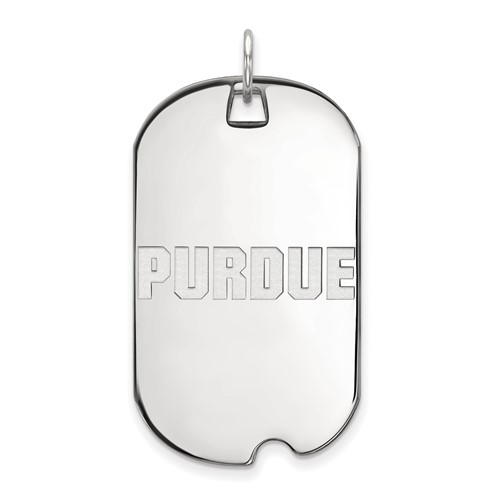 Sterling Silver Rhodium-plated LogoArt Purdue University Block Type Large Dog Tag Pendant