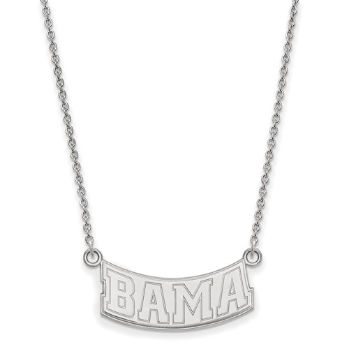 Sterling Silver Rhodium-plated LogoArt University of Alabama Small Pendant Necklace, 18"