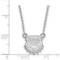 Sterling Silver Rhodium-plated LogoArt University of Georgia Bulldog Small Pendant Necklace, 18" view 2
