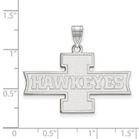 Sterling Silver Rhodium-plated LogoArt University of Iowa Hawkeyes Medium Pendant view 2